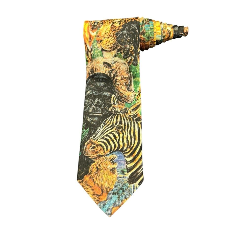 Ralph Marlin Serengeti Safari Animals Zebra Gorilla Rhino Novelty Necktie